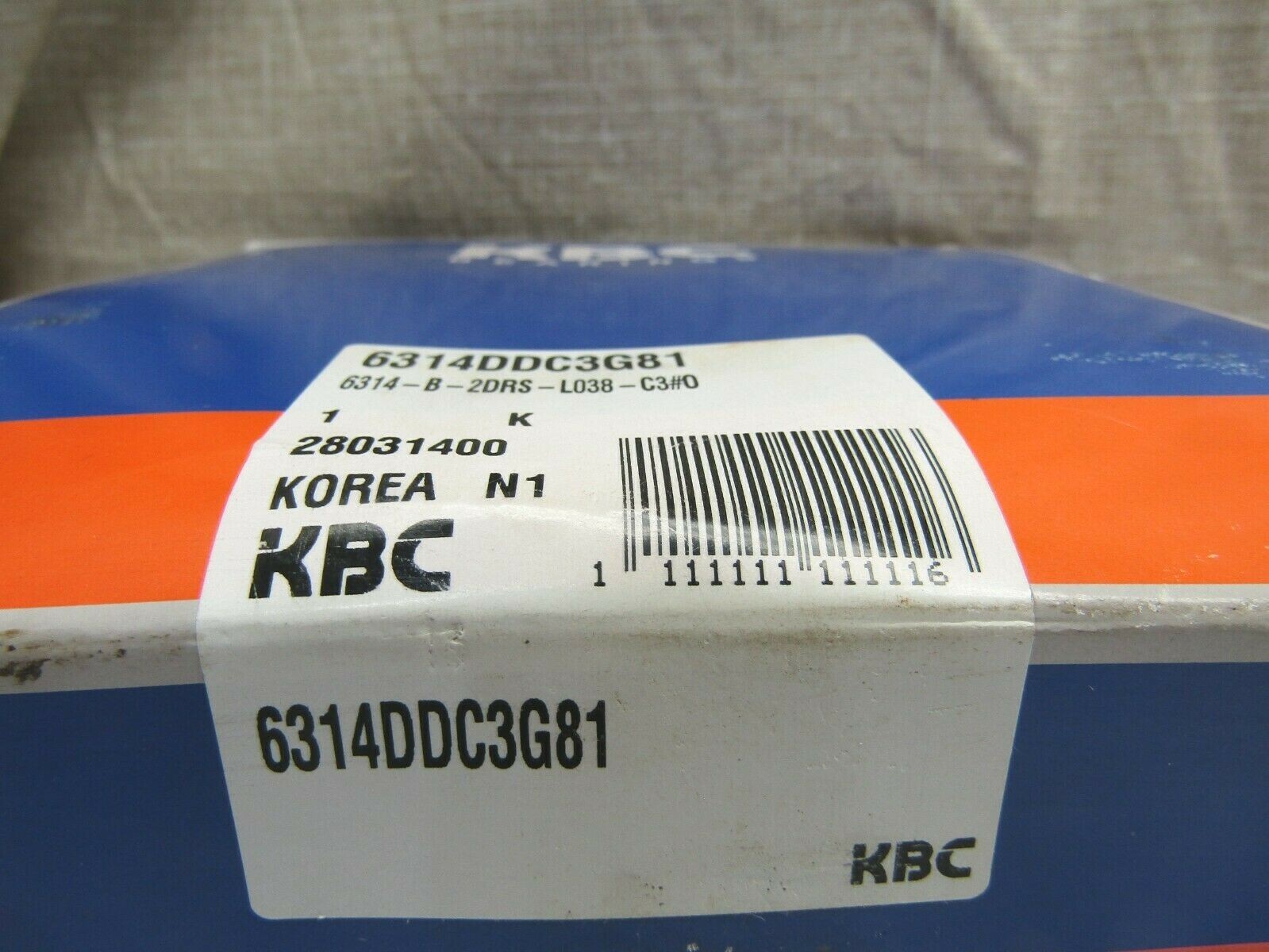 KBC 6314DD C3 6314-2RS 70mm X 150mm X 35mm Sealed Bearing