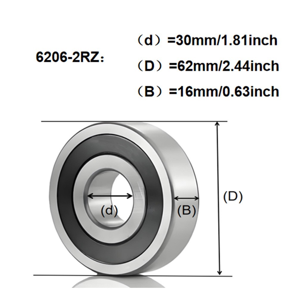 10PCS 6206-2RS Deep Groove Ball Bearings 30x62x16mm Double Rubber Sealed