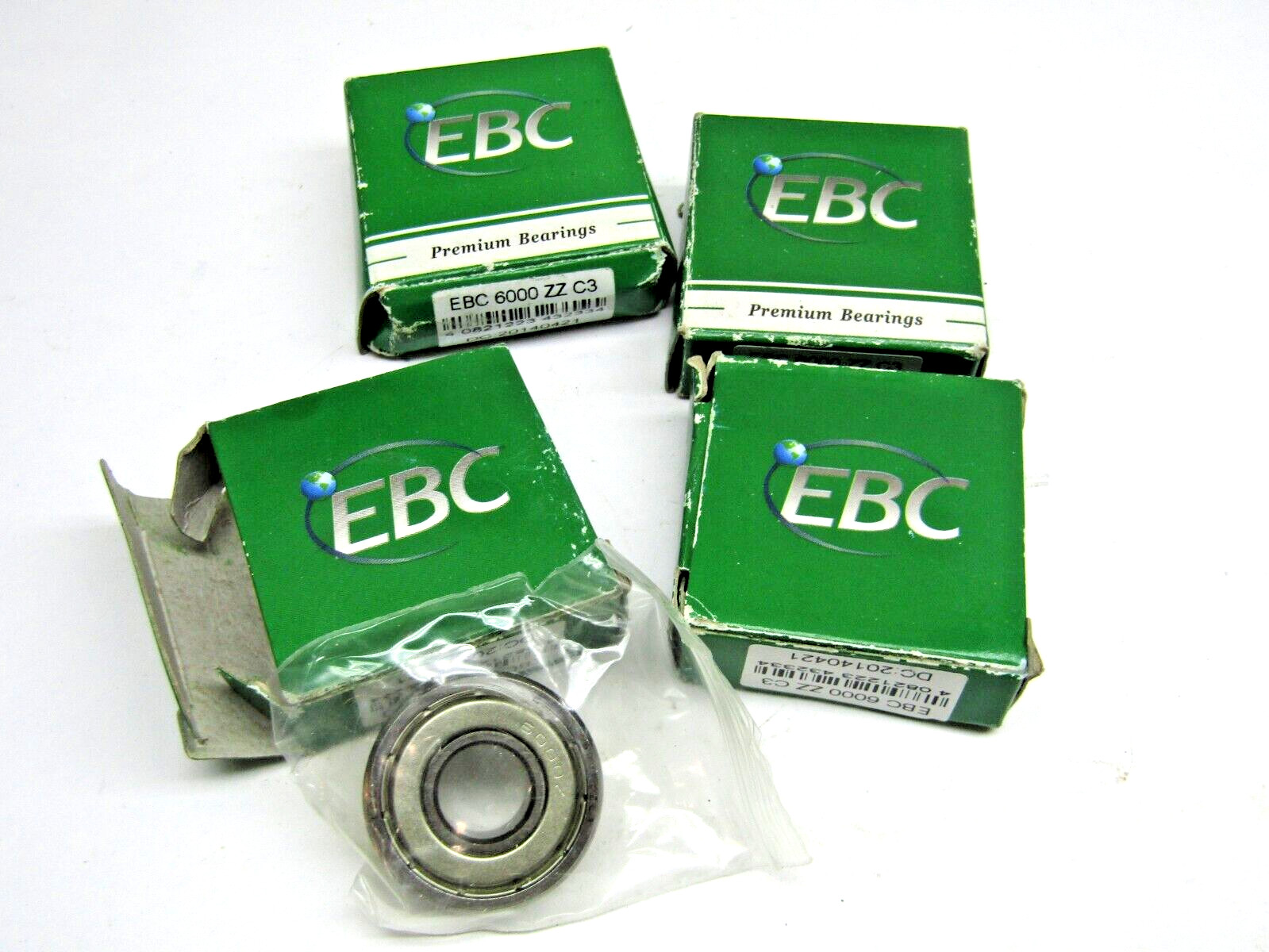 (Lot of 4) EBC 6000-ZZ C3 10mm X 26mm X 8mm Metal Shielded Bearing