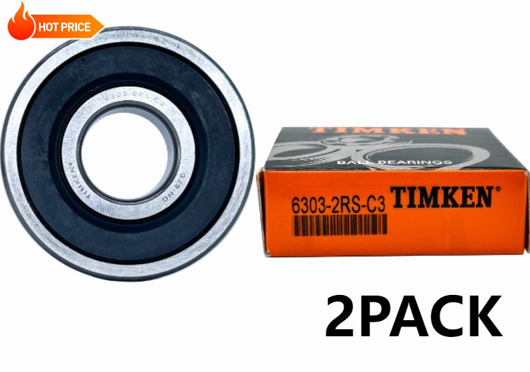2PACK TIMKEN 6303-2RSC3 C3 Clearance 17X47X14MM Double Rubber Seal Ball Bearings