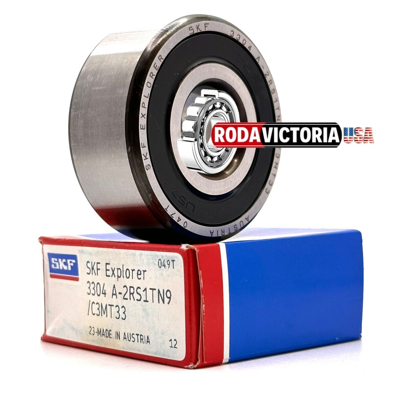 SKF 3304A 2RS1 TN9/C3 MT33 Angular Contact Ball Bearing, Rubber Sea 20x52x22.2mm