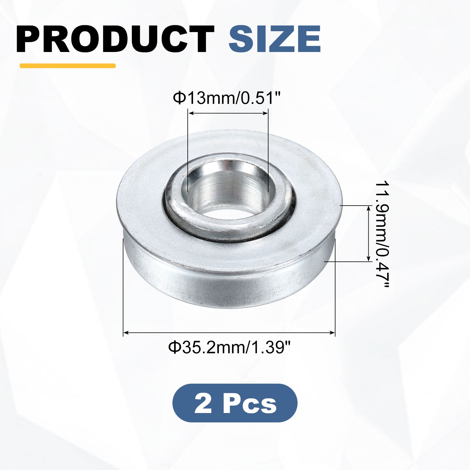 2Pcs Radial Bearings, 1/2″ ID, 1-3/8″ OD, 15/32″ Thickness, 1-15/32″ Step OD