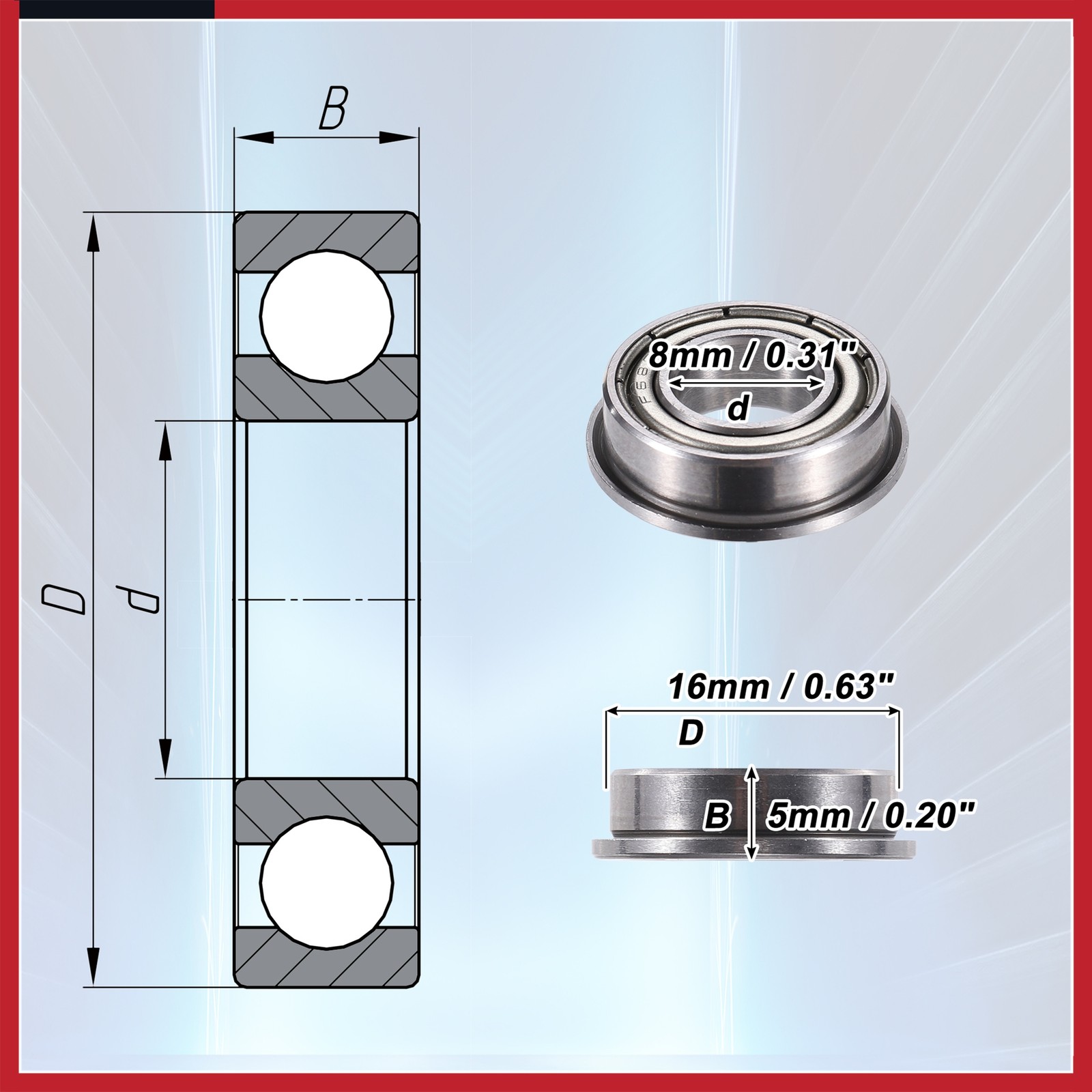 10pcs F688ZZ 8x16x5mm Double Metal Shield Deep Groove Ball Bearings