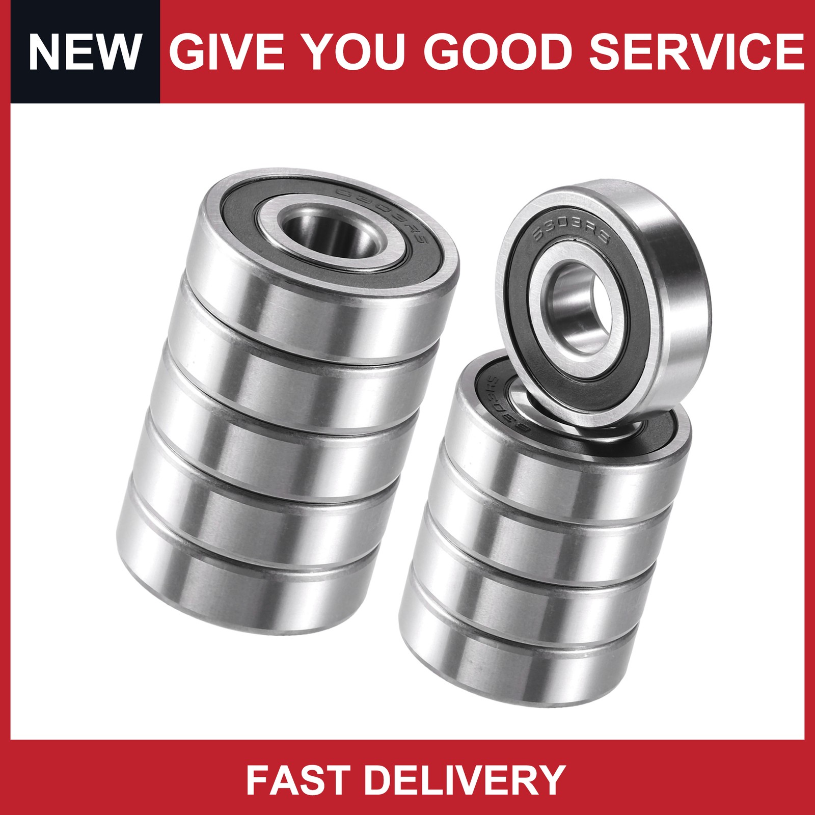 Universal Double Rubber Seal Single Row Deep Groove Ball Bearings Pack of 10
