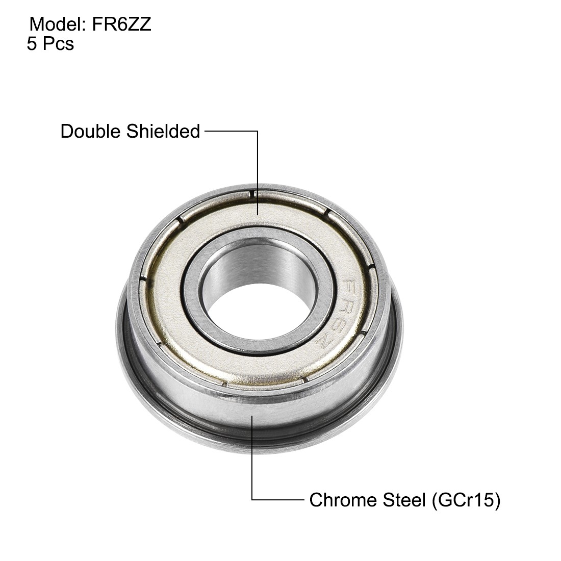 FR6ZZ Flange Ball Bearing 3/8″x7/8″x9/32″ Double Shielding 5pcs