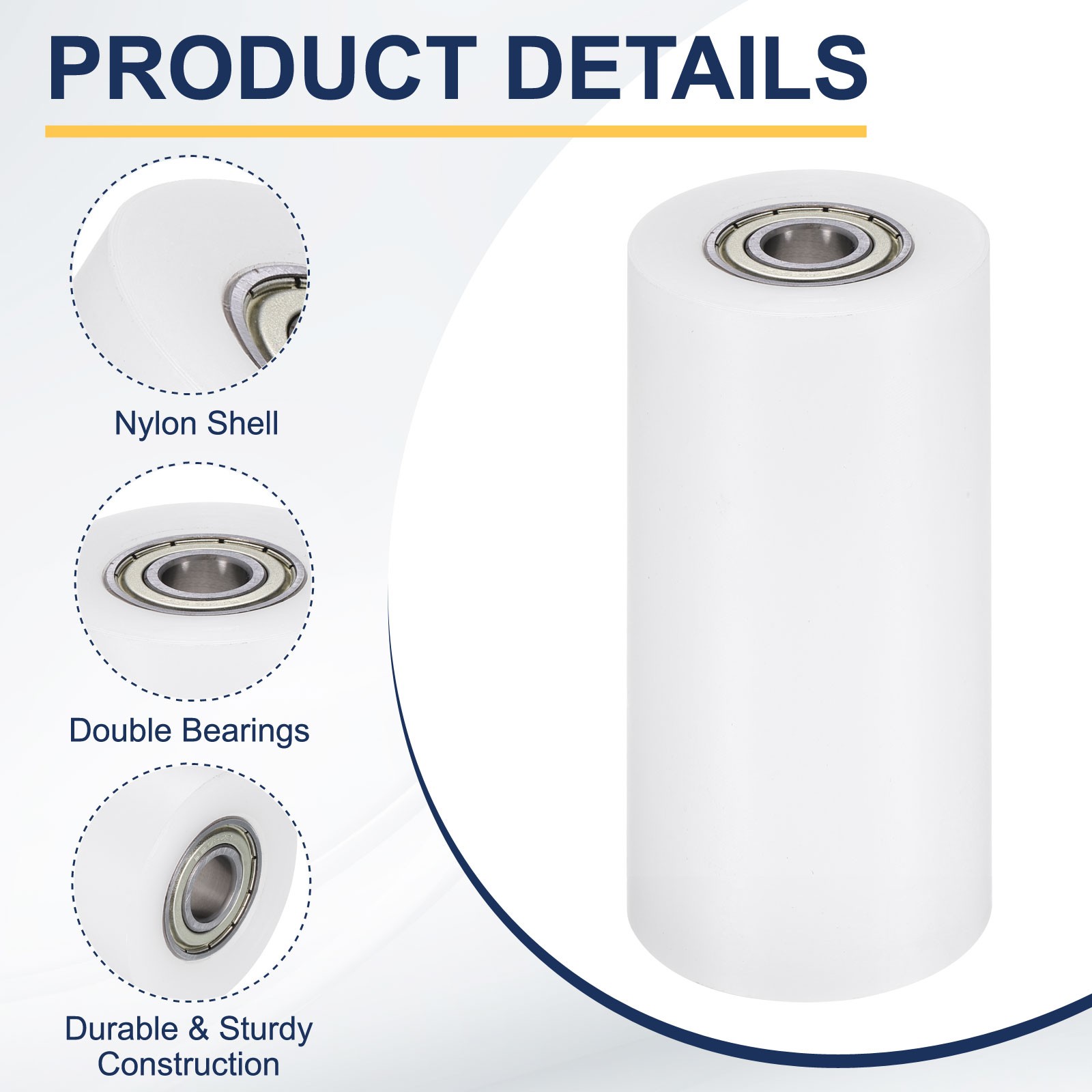 2Pcs Nylon Roller Wheel with Bearings, 19/32″x2-23/64″x4-23/32″ Nylon Pulley