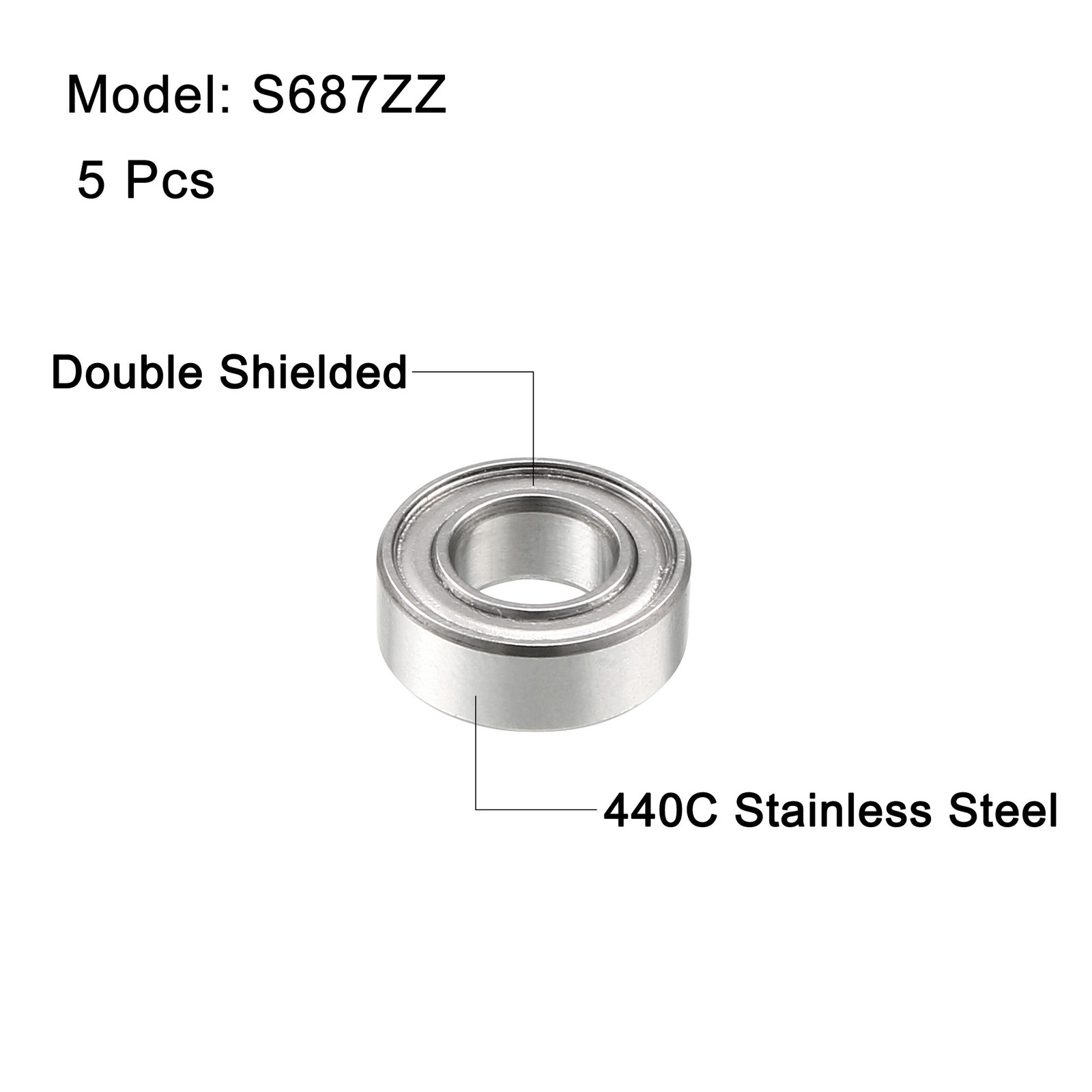 5 x S687ZZ Stainless Steel Ball Bearing 7x14x5mm Double Shielded Bearing