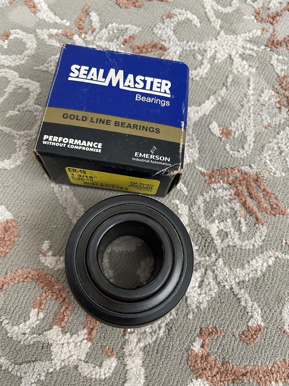 SealMaster ER-19 Gold Line Ball Bearing Insert, 1 3/16 in Bore, Steel, 3 7/16 OD