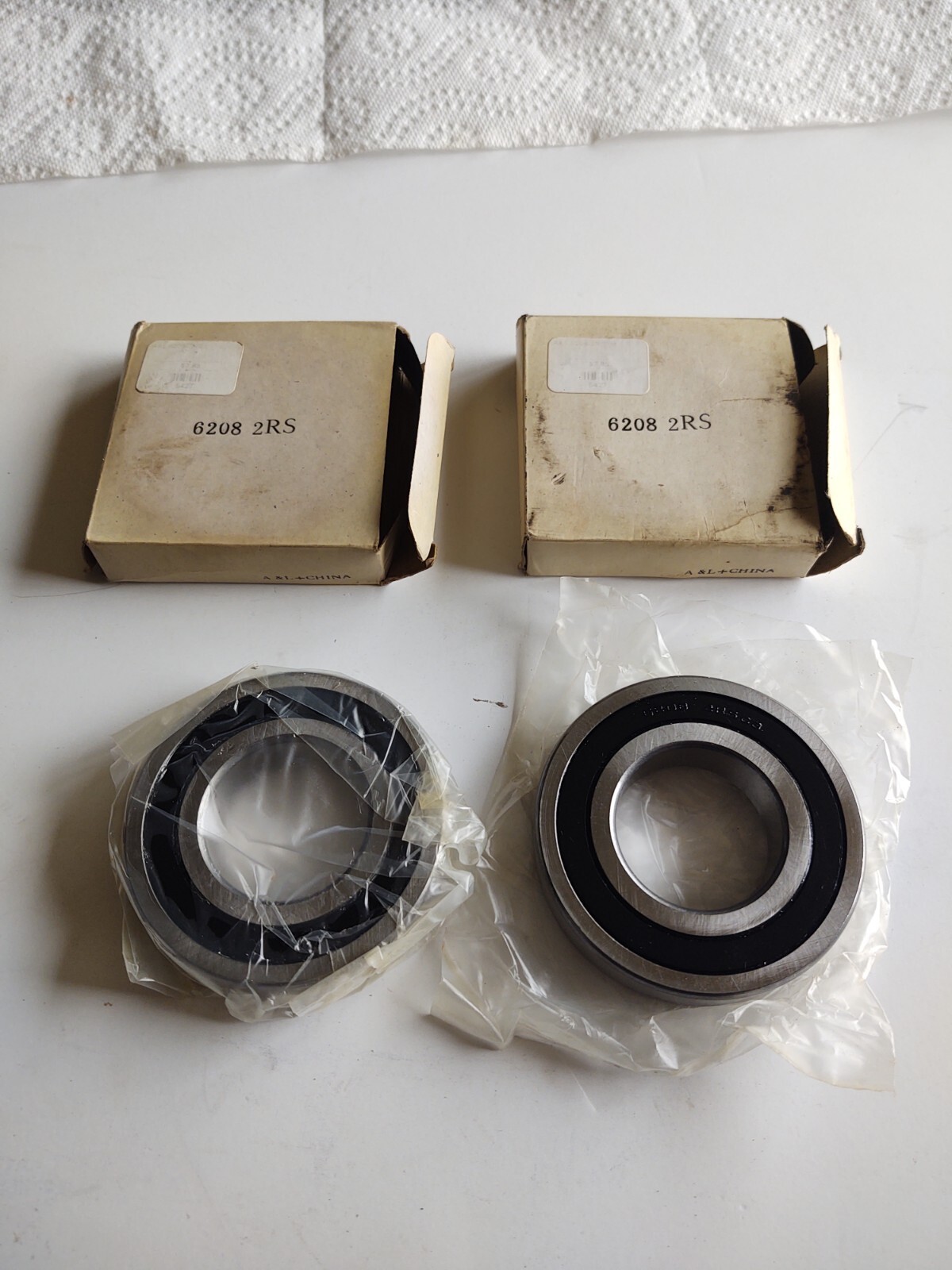 Lot of (2) A&L 6208 2RS Double Rubber Seal Ball Bearings