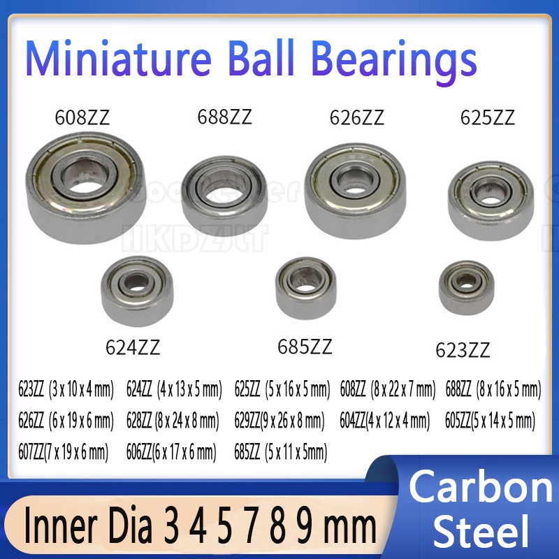 Miniature Ball Bearings Small Seal Micro Mini 3 4 5 7 8 9 mm ID Carbon Steel