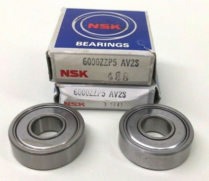 NSK 6000ZZP5 Single Row Ball Bearing 26mm OD 10mm Bore 8mm Thick (Pack Of 2)