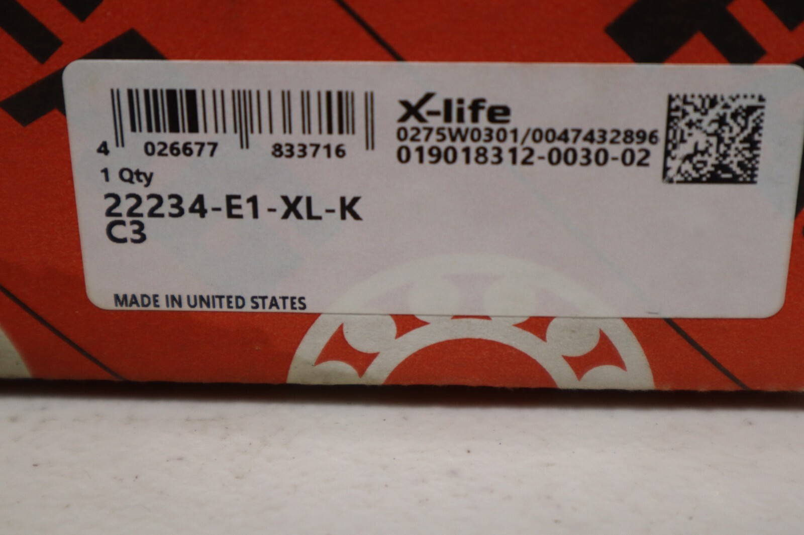 FAG 22234-E1-XL-KC3 SPHERICAL ROLLER BEARING – 170 MM ID 310 MM OD STOCK S-509
