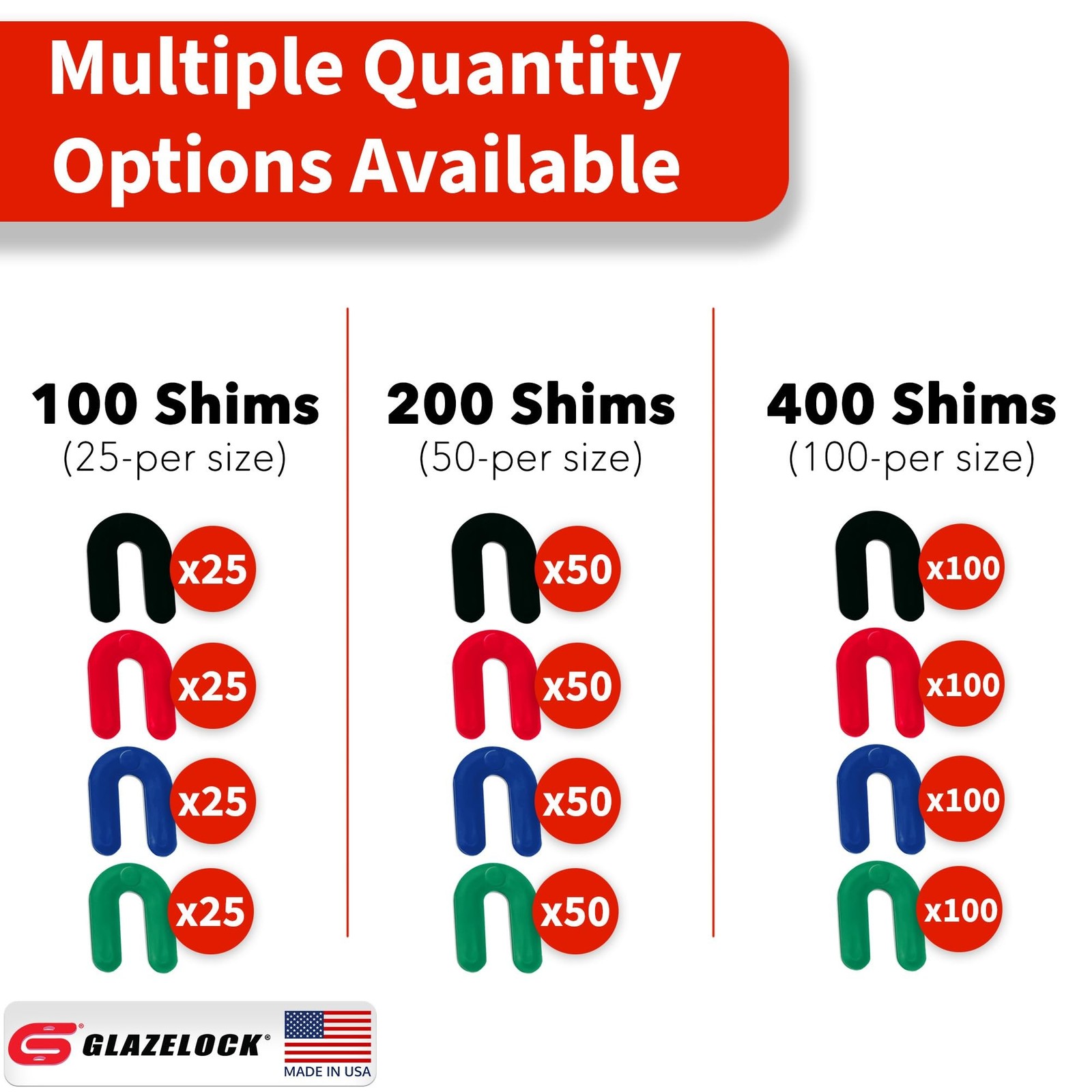 Plastic Horseshoe Shims for Leveling Multipack (100-Piece 1/4, 1/8, 1/16, 1/3…