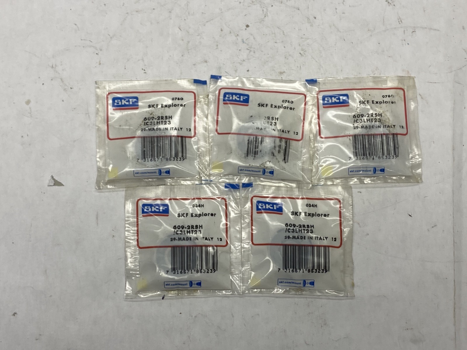 (5) NIB SKF 9mm ID 24mm OD 7mm W Double Sealded Ball Bearing 609-2RSH/C3LHT23