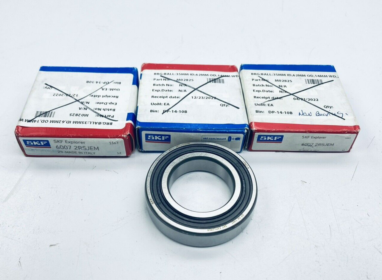 LOT OF 3 SKF EXPLORER 6007 2RSJEM DEEP GROOVE BALL BEARING 35mmID 62mmOD 14mmW
