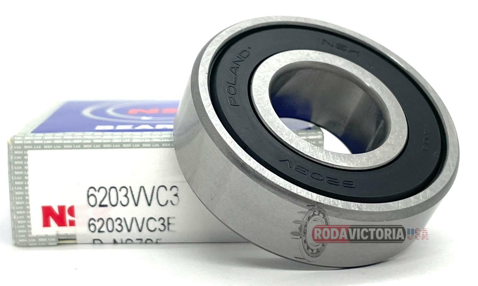 NSK 6203 VV C3 DEEP GROOVE BALL BEARING, RUBBER SEALED 17x40x12mm 6203 2RS