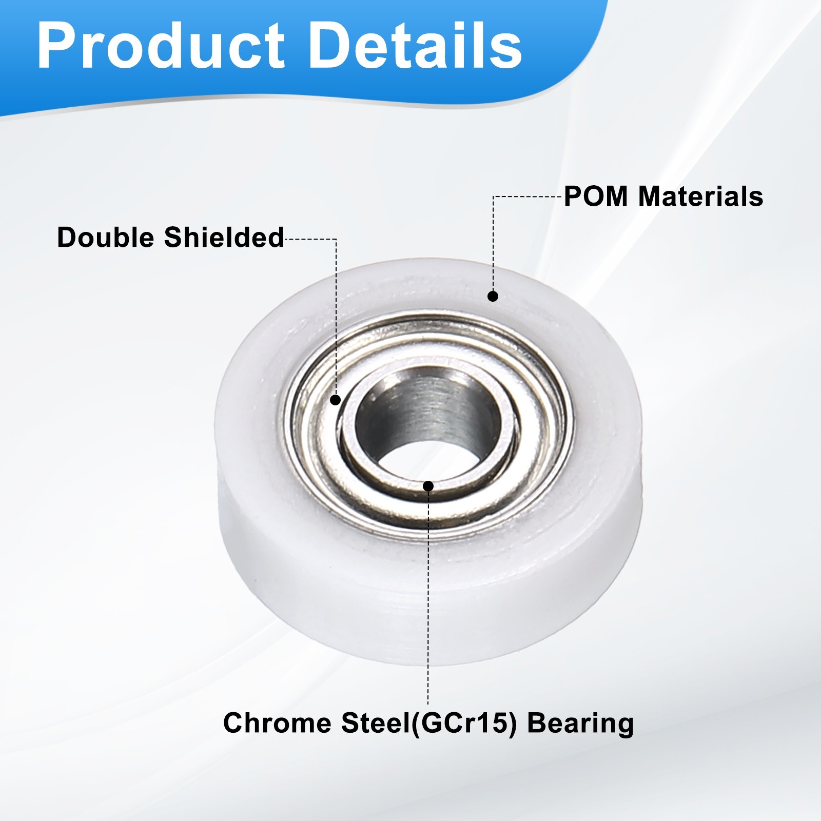 4Pcs 683ZZ Ball Bearing 3x10x3mm Double Metal Shielded Chrome Steel, White