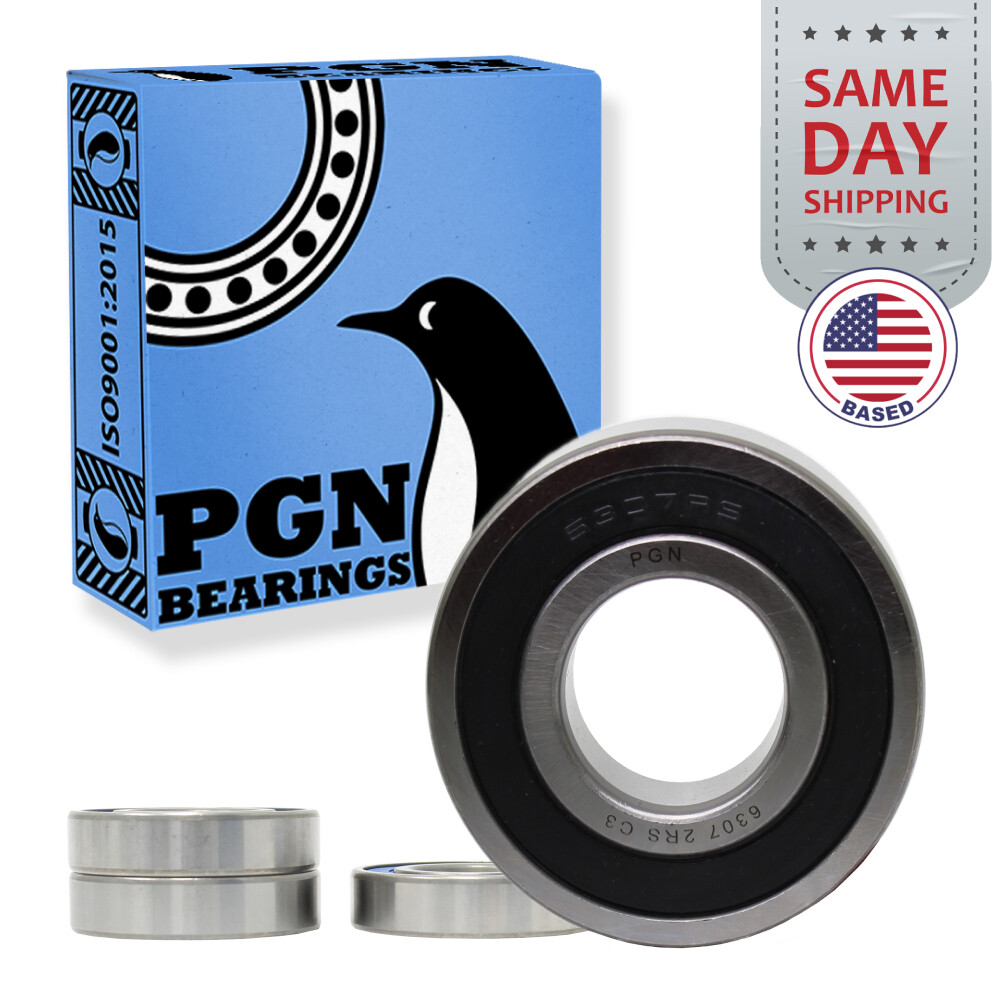 (4) 6307-2RS Premium Rubber Seal Ball Bearing C3 EMQ, 35x80x21, 6307 2RS 6307rs