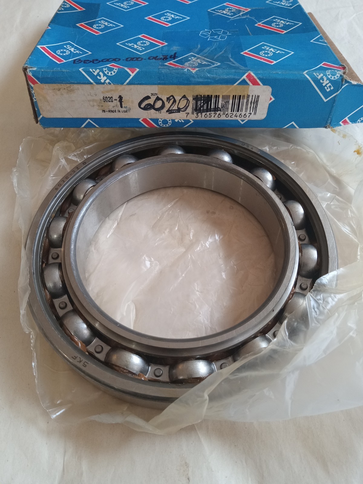 SKF 6020-Z Shielded One Side Deep Groove Bearing 100 mm ID, 150 mm OD