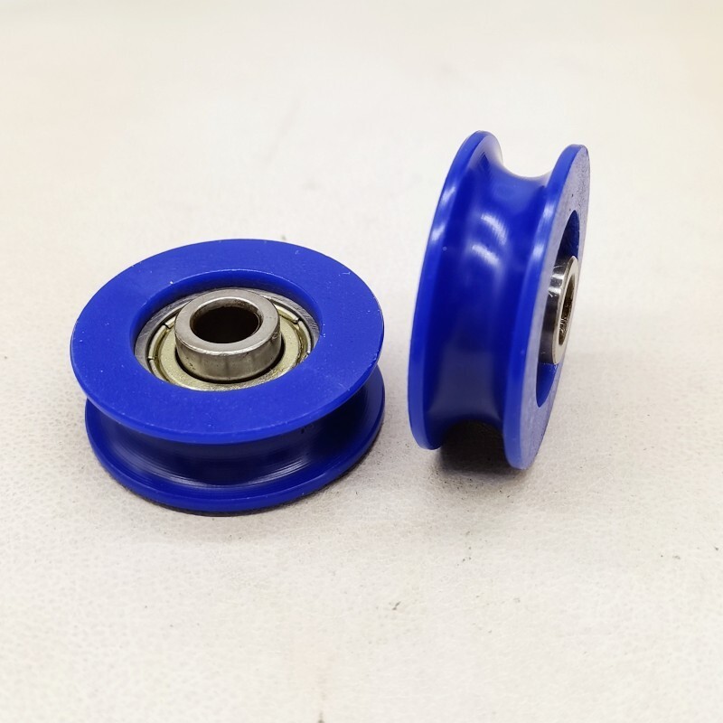 4pcs U Type Groove Pulley Nylon Guide Rolling Bearing 5×25.5×8.5mm Blue