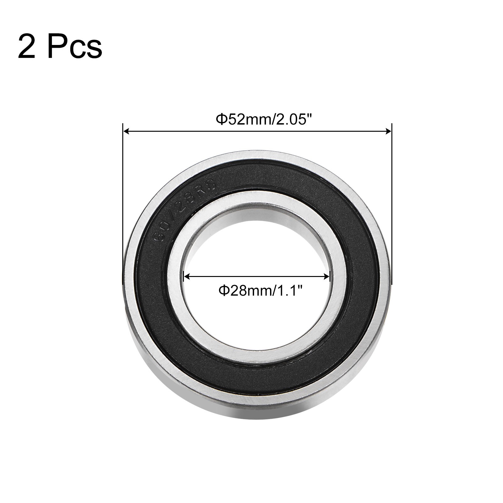 2 Pack 28x52x12mm 60/28-2RS Deep Groove Ball Bearing Z1 Double Sealed