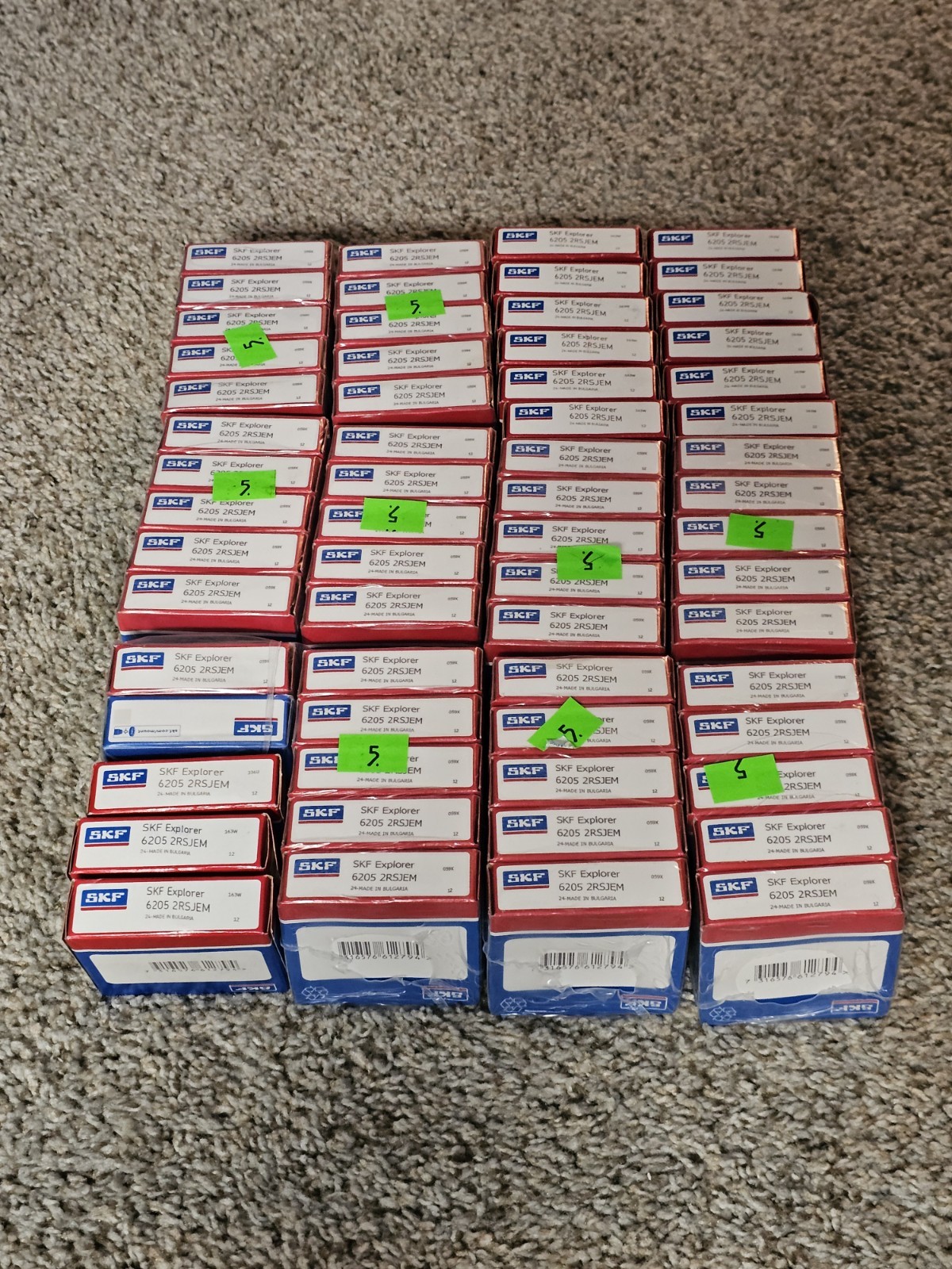 (60 Units) Sealed, SKF 6205 2RSJEM Deep Groove Bearing