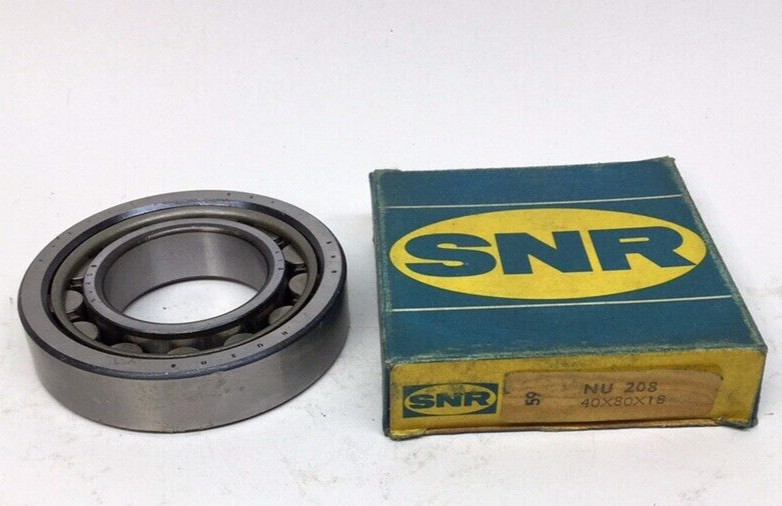 SNR NU 208 Cylindrical Roller Bearing 40mm ID X 80mm OD X 18mm W NU208