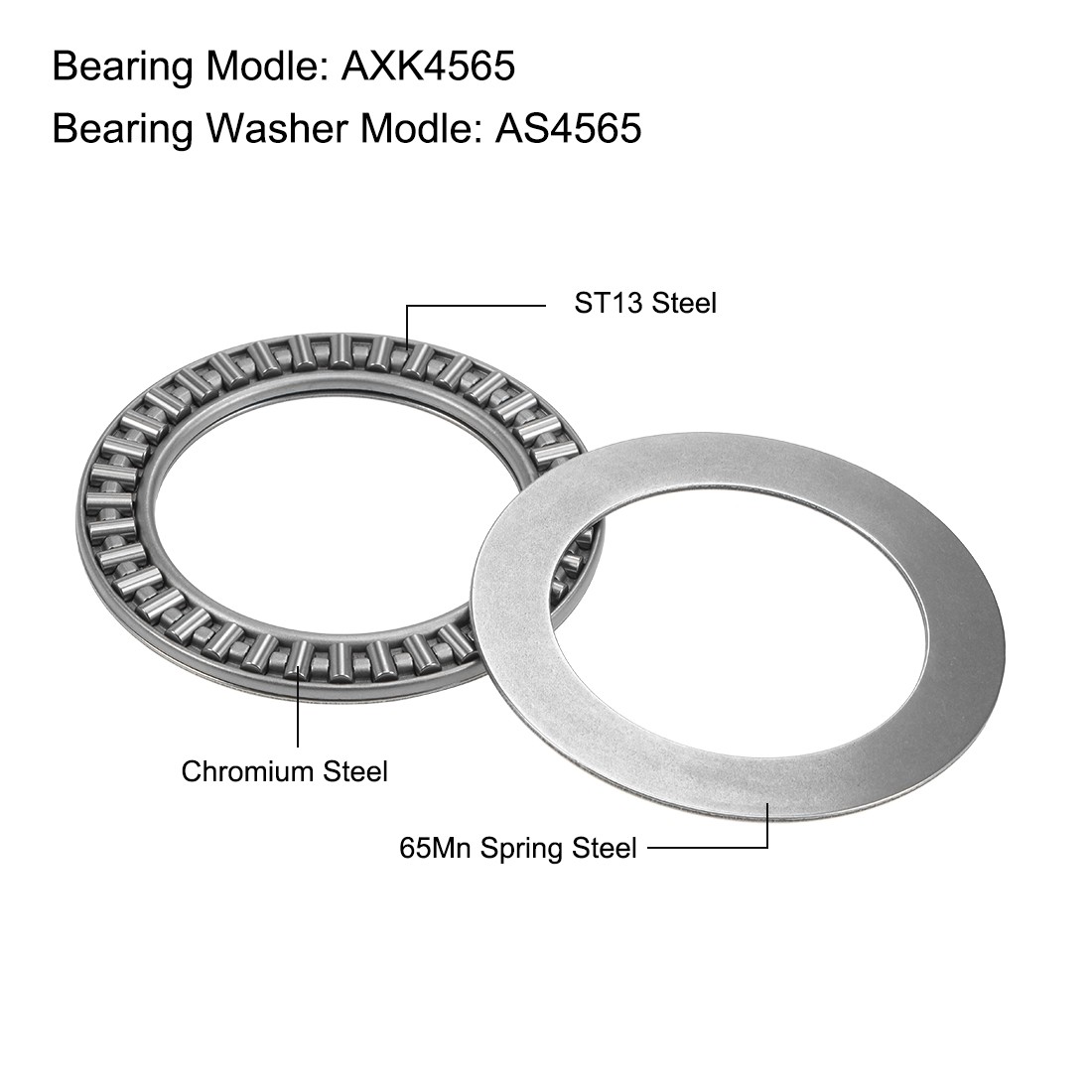 2 Pcs AXK4565 Thrust Needle Roller Bearings For Equipment with AS4565 Washers