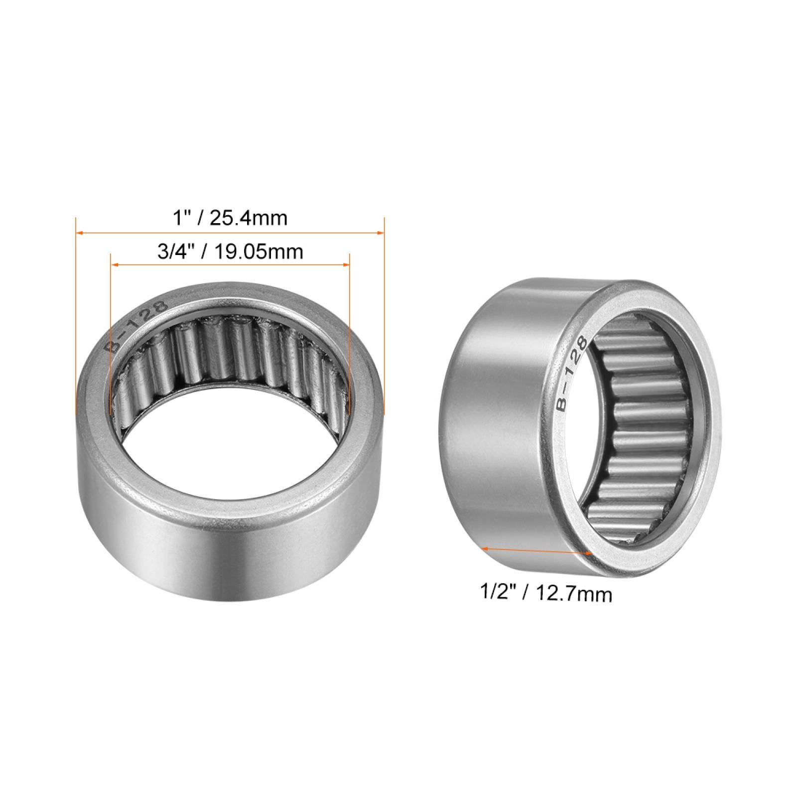 B128 Needle Roller Bearings 3/4″ x 1″ x 1/2″ Full Complement Drawn Cup 2pcs