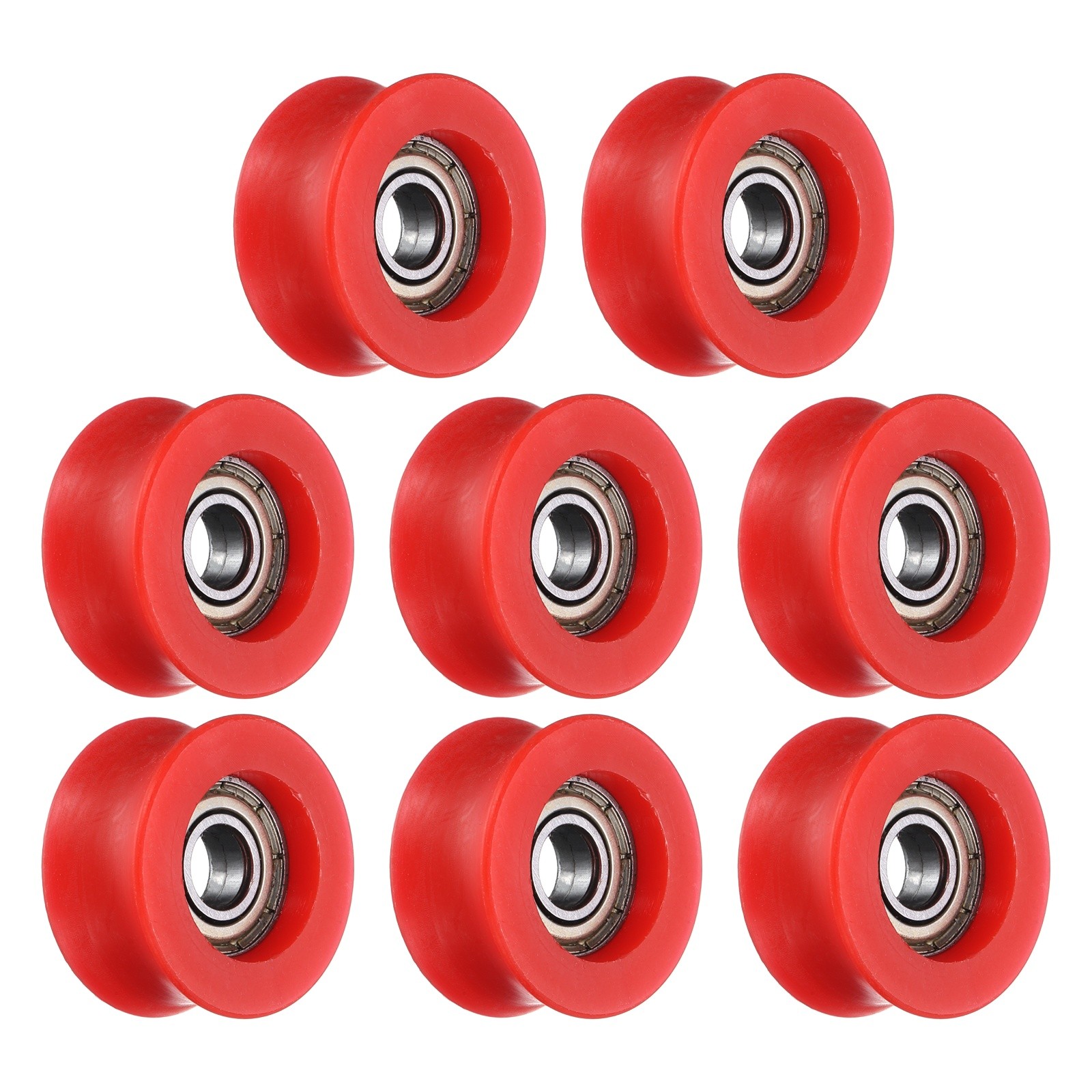 8 Pcs 6×23.3×11.2mm Red U Type Groove Plastic Guide Bearing Roller Wheels