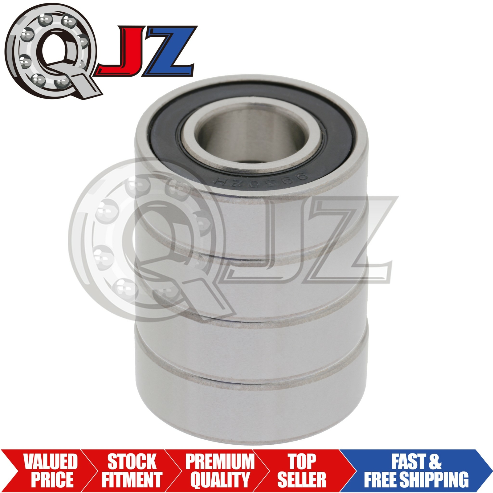 [4x] 99502H Radial Deep Groove Ball Bearing 0.625in x 1.375in x 0.433in Rubber