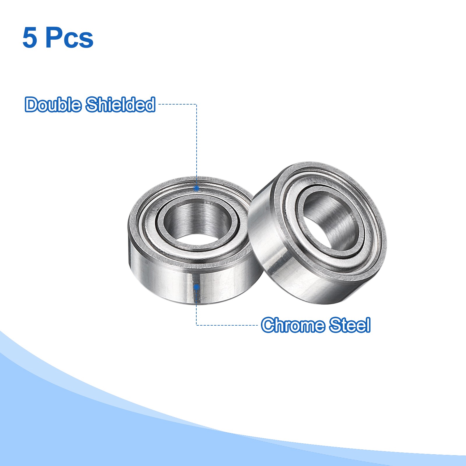 5pcs MR115ZZ Bearings 5x11x4mm Chrome Steel Mini Bearing Double Shielded, ABEC5