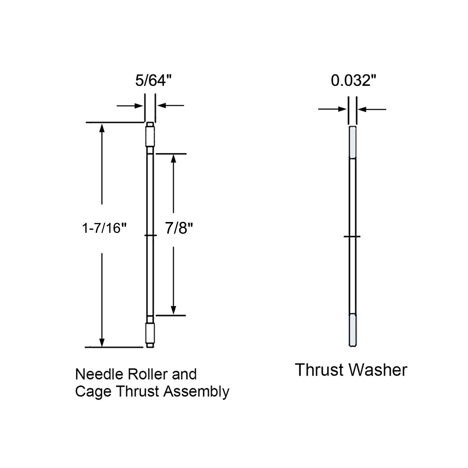 2PCS 7/8×1-7/16×5/64-inch NTA1423 Thrust Needle Roller Bearings with Washers