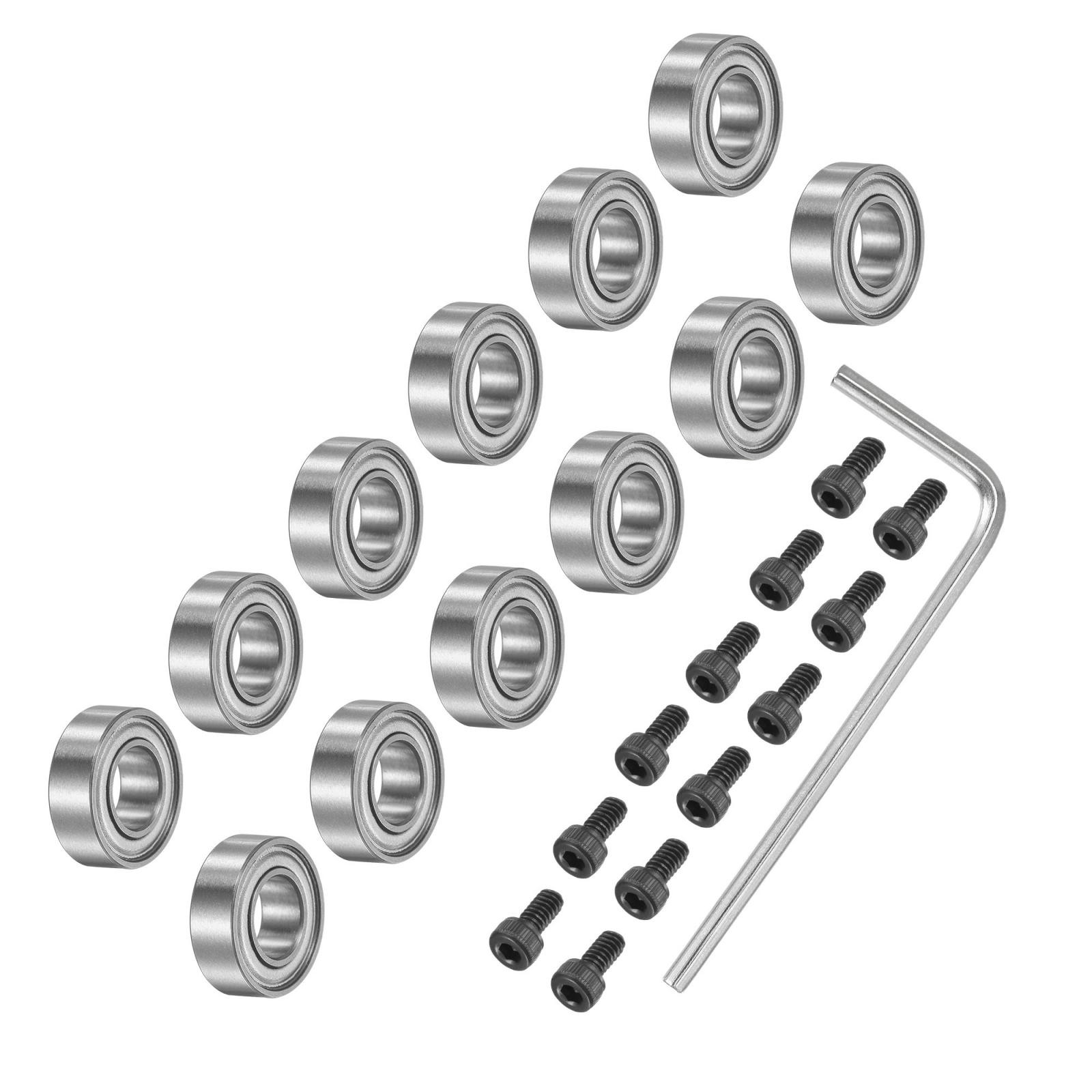 12pcs Bearing Accessory Kit 3/16″ ID 3/8″ OR 1/8″ Thickness (#5-40×1/4″ Screws)