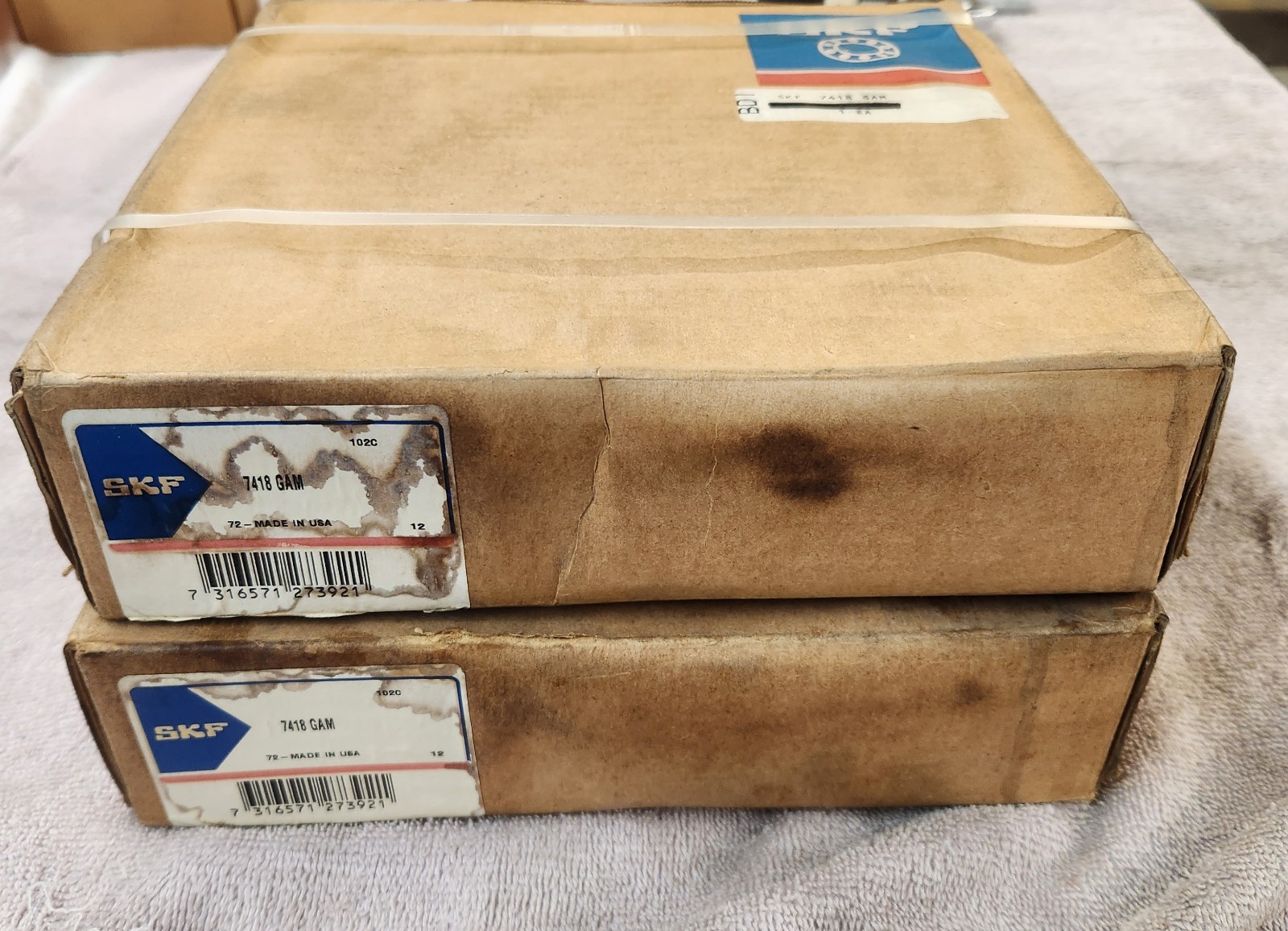 (2) New SKF 7418 GAM Angular Contact Ball Bearings