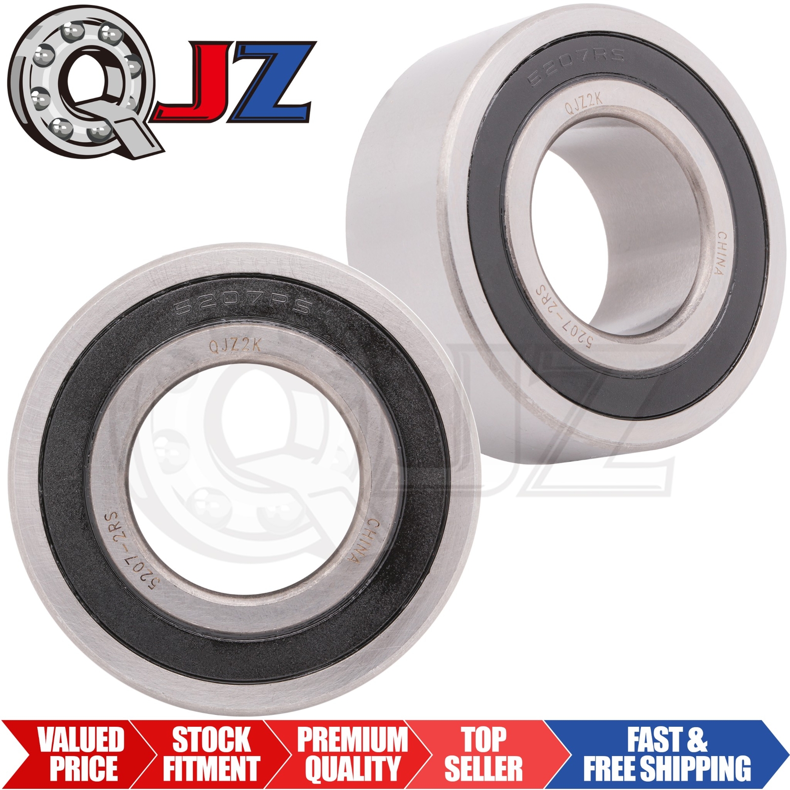 [Qty.2] 5207-2RS New Angular Contact Ball Bearing [35mm Bore x 72mm OD x 27mm W]