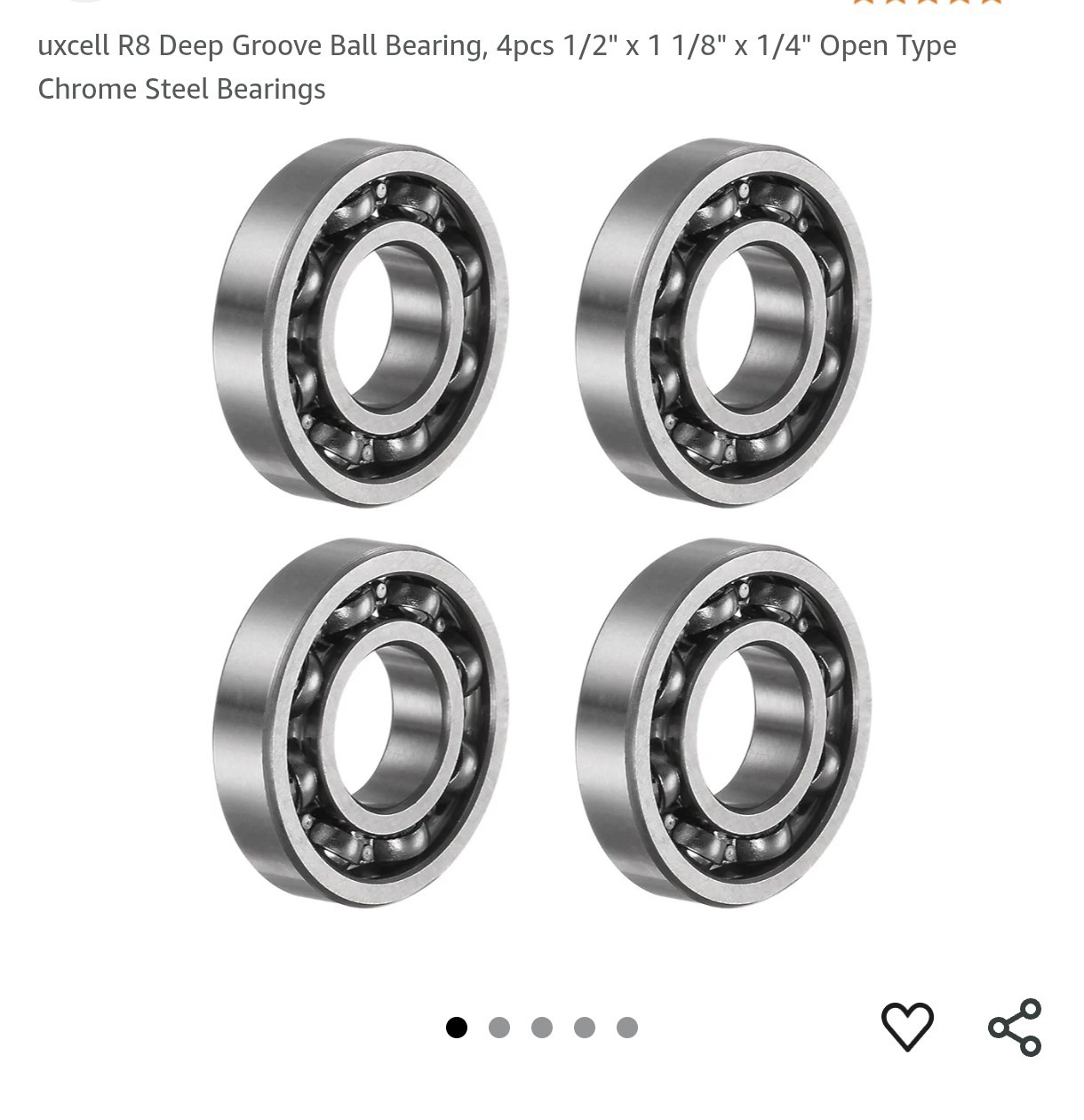 4pcs 1/2″x 1 1/8″x 1/4″ Open TypeChrome Steel Bearings