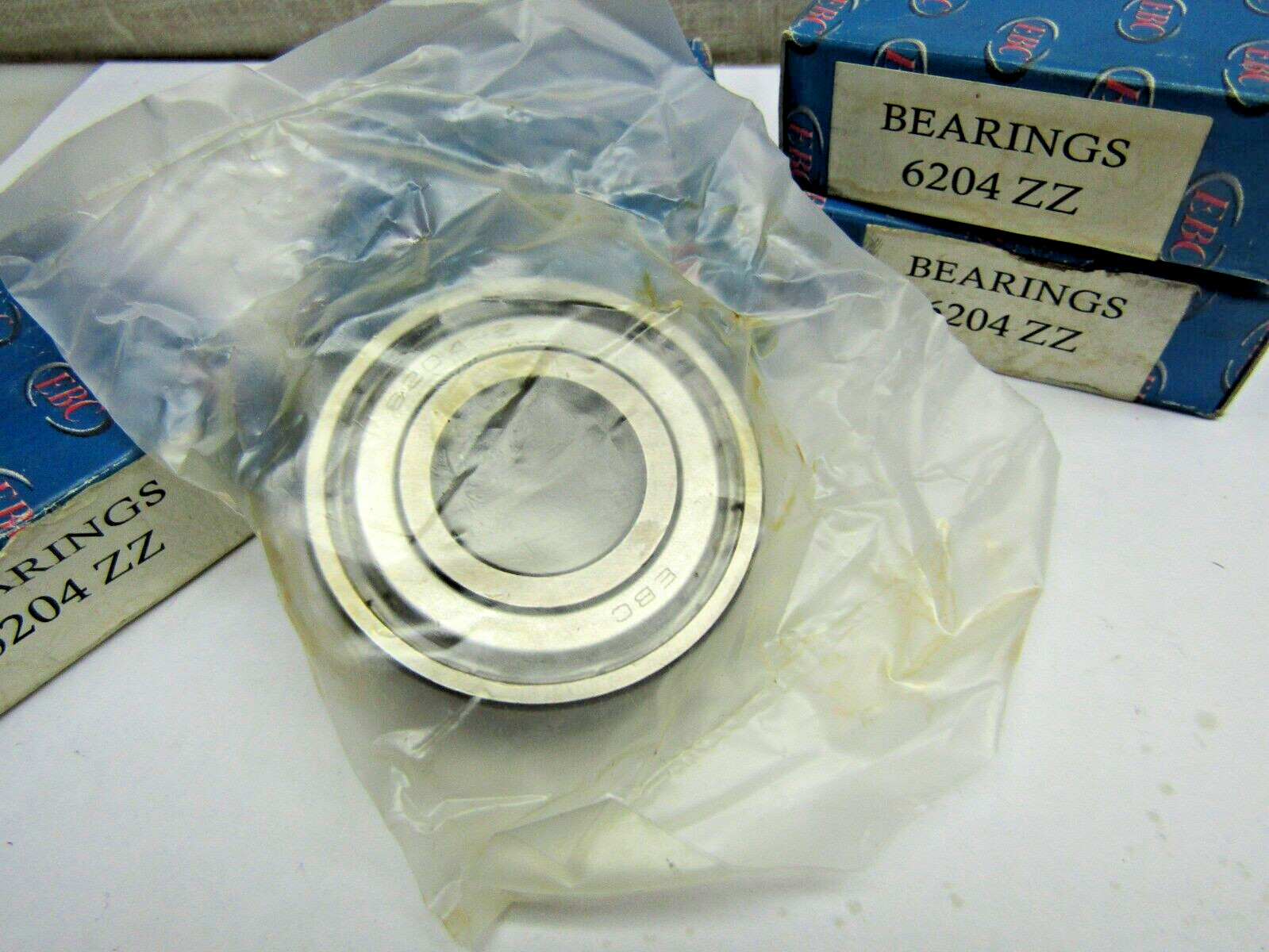 (Lot of 4) EBC 6204-ZZ 20mm x 47mm x 14mm Metal Shielded Bearing