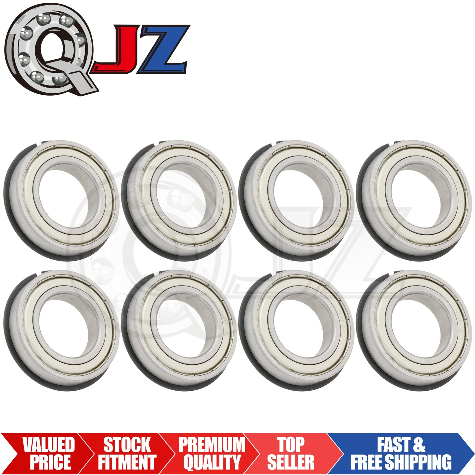 [Qty.8] 6007-ZZ-NR Radial Ball Bearing w/ Snap-Ring [35mm ID x 62mm OD x 14mm W]