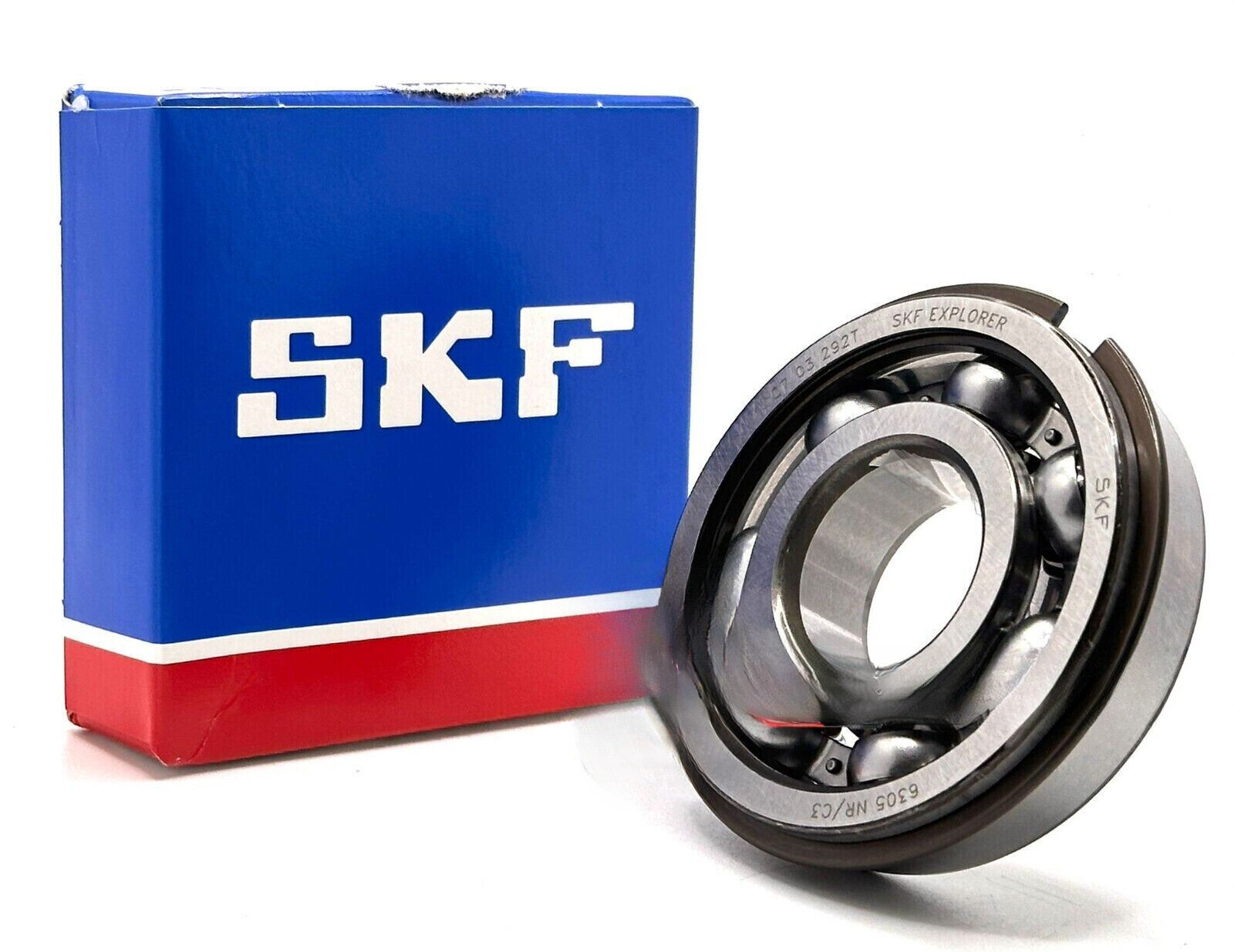 SKF 6305 NR C3 BALL BEARING, OPEN, NO SEALS + SNAP RING 25x62x17mm SKF NEW