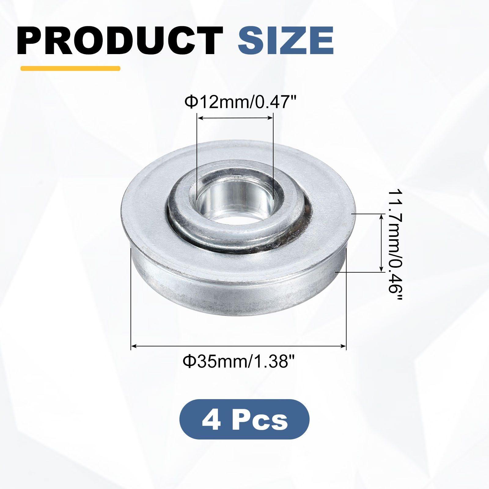 4Pcs Radial Bearings, 15/32″ ID, 1-3/8″ OD, 15/32″ Thickness, 1-15/32″ Step OD