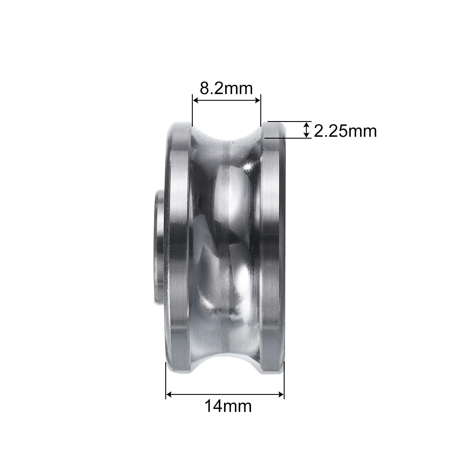 uxcell 4pcs SG25 U Groove Track Guide Bearing 8x30x14mm U SG25, silver
