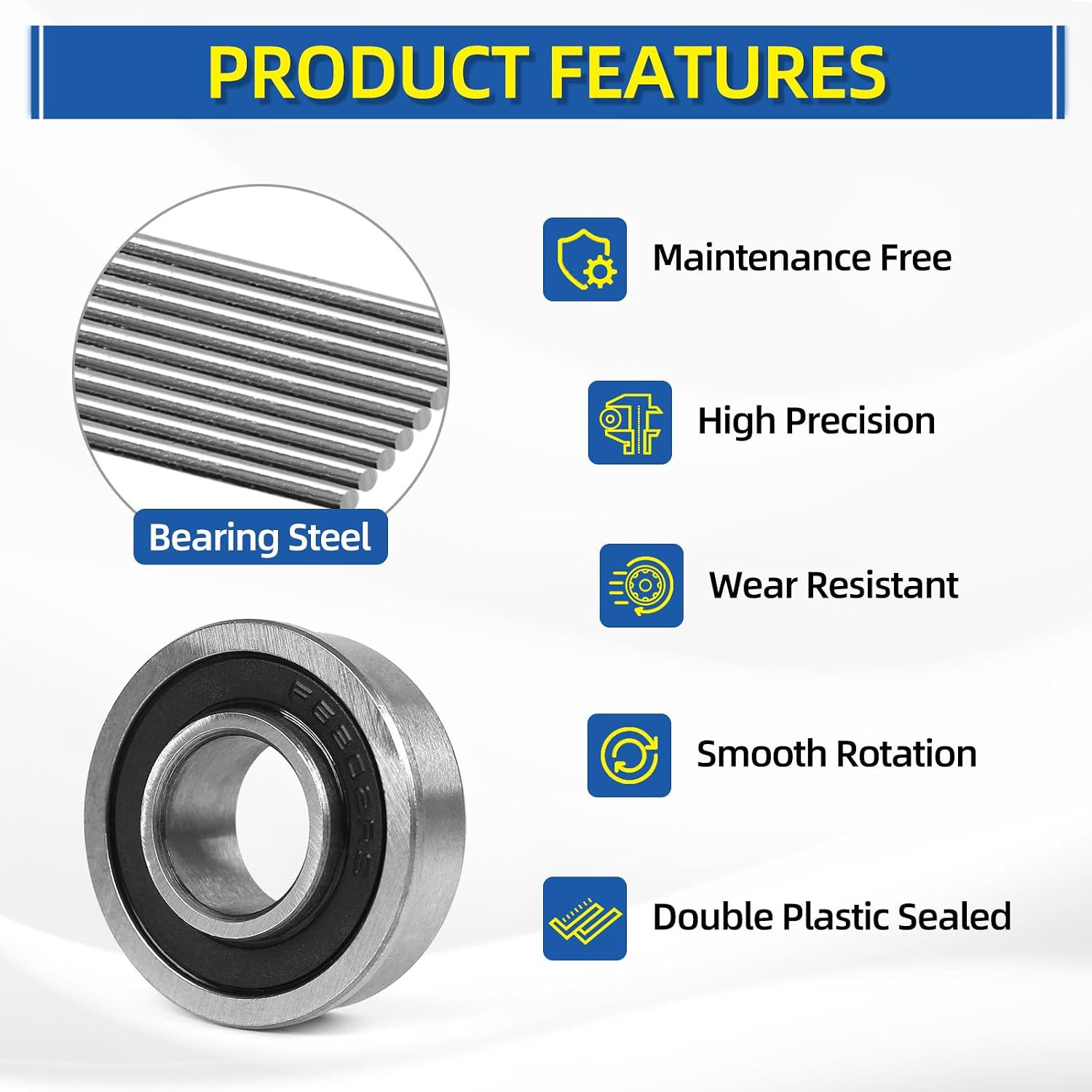 (4 Pack) 5/8″ Bore Flanged Deep Groove Ball Bearing, 16mm ID x 35mm OD x 13mm W