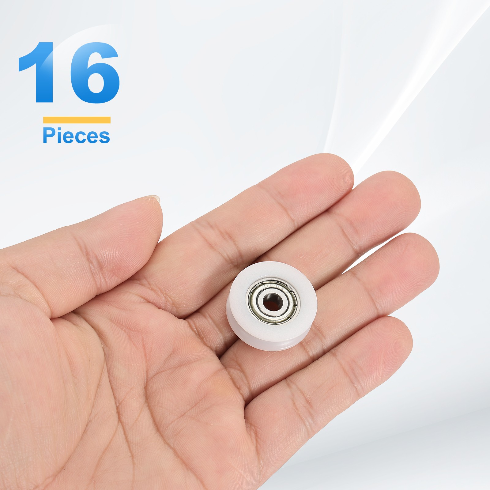 16Pcs, Groove Nylon Plastic Guide Bearing 5×23.5x7mm Pulley Roller White
