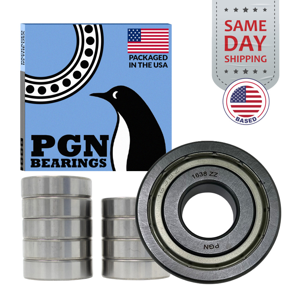 PGN (10 Pack) 1638-ZZ Bearing – Lubricated Chrome Steel Sealed Ball Bearing