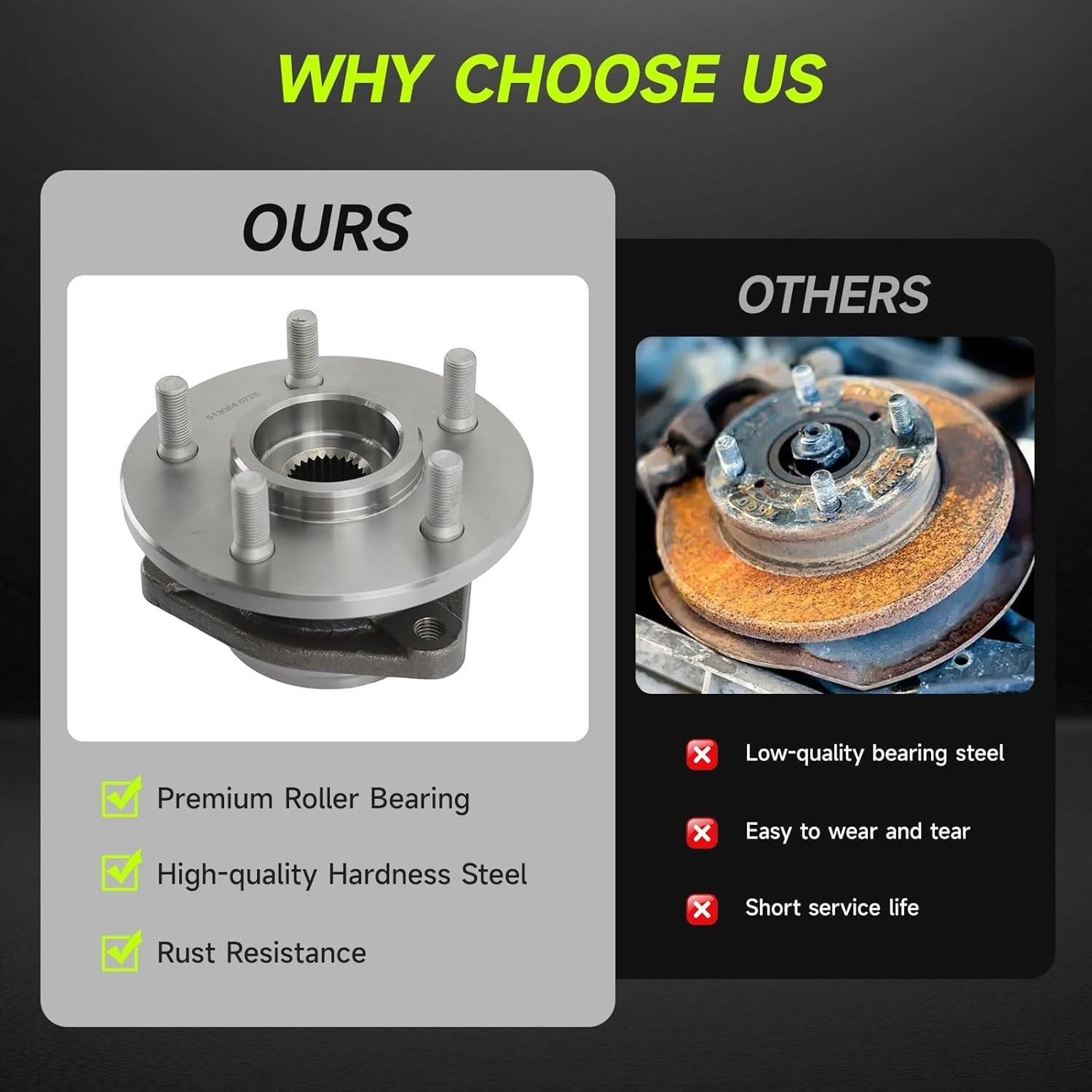 Front Wheel Bearing Hub Assembly 5 Lug w/ABS Compatible with Chevy Impala 200…