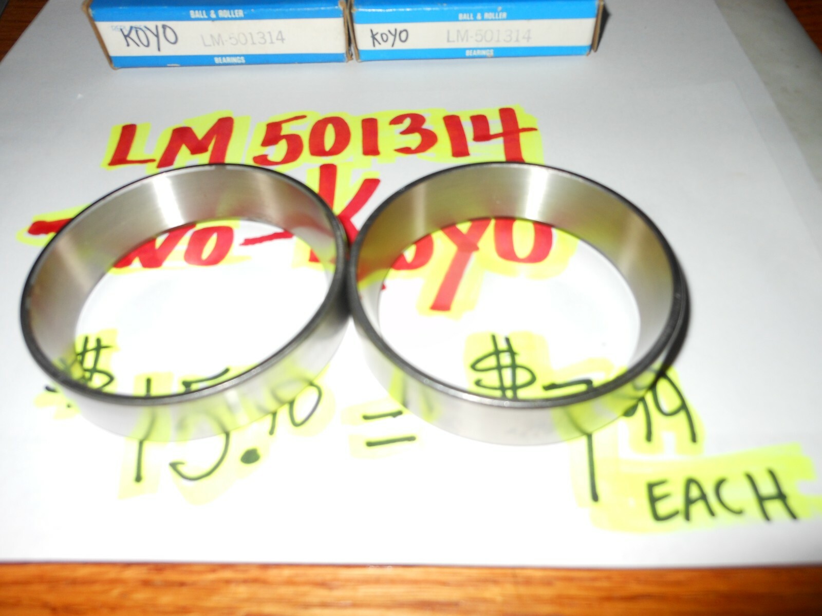 2 PCS. KOYO LM603011 TAPERED ROLLER BEARING RACES= $15.98 = $7.99 EACH=FREE SHIP