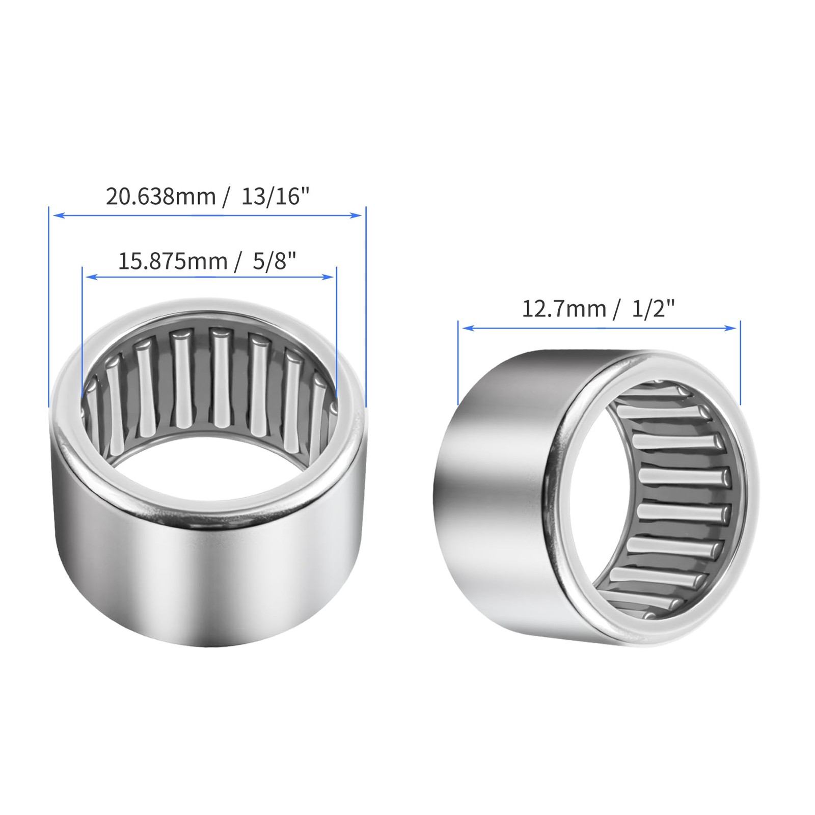 5Pcs SCE108 Needle Roller Bearings 5/8-inch ID x 13/16-inch OD x 1/2-inch Width