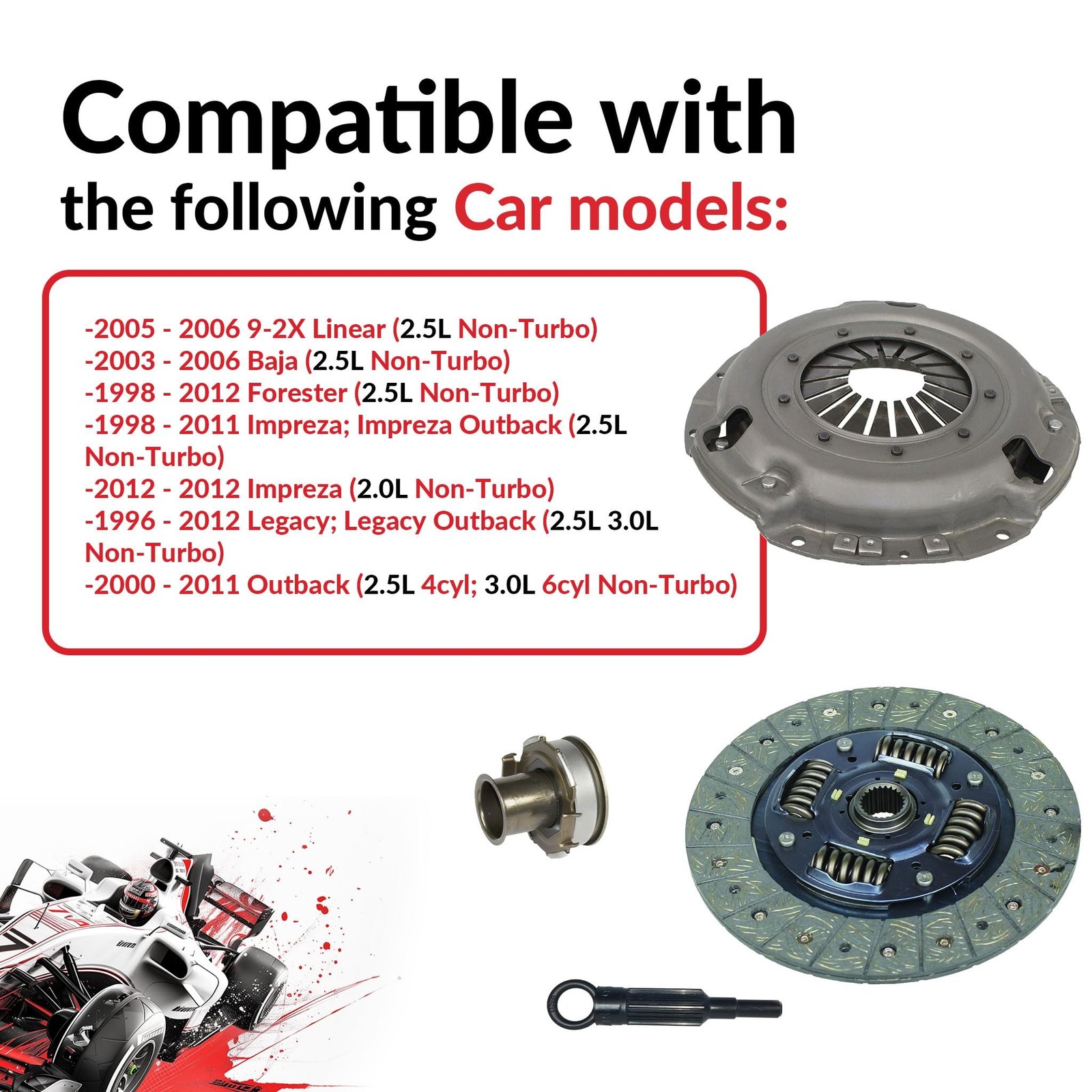 Clutch Kit and Bearing Sleeve compatible with 1996-2012 Forester Impreza Lega…