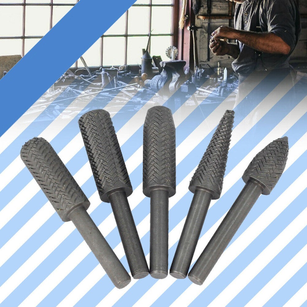 Electric Rotary Rasp File Set 5 Pieces for Drill Bit Steel Shaping Tasks